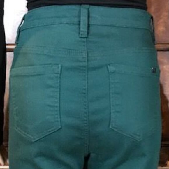 NWOT DG2 Teal Front Slit Center Seamed Stretch Cotton Blend Bootcut Jean - Picture 5 of 10